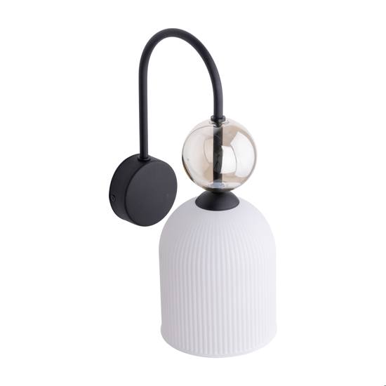 applique da parete curvo con vetro bianco sfera ambra 